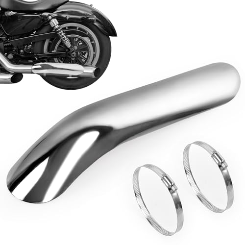 Universal Motorcycle Exhaust Heat Shield, Bent Metal Shield Exhaust Guard with 90-110mm Clamps (Silver) - color: silver