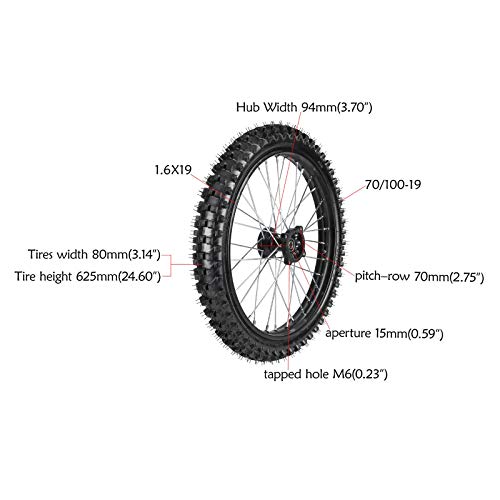 TDPRO Front 70/100-19 Wheel Tire and Rim Inner Tube With 15mm Bearing Assembly for Pit Pro Trail Dirt Bike - size: Front 19in