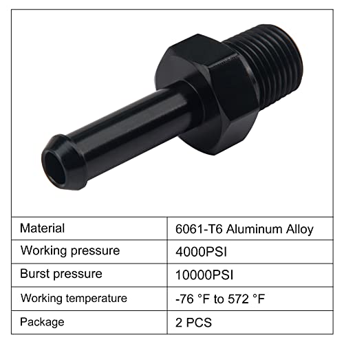 EVIL ENERGY 1/2" NPT Male to 5/8" Barb Fitting Adapter Straight Aluminum Black 2PCS - size: 1/2 NPT to 5/8 Barb