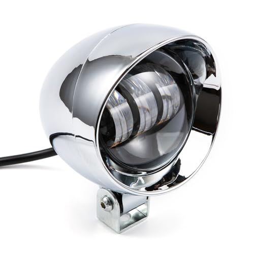 Chrome Bullet LED Motorcycle Fog Lights & Auxiliary Headlight - Dual Color DC12V for ATV, Cruisers, Scooters (style one) - style: style one