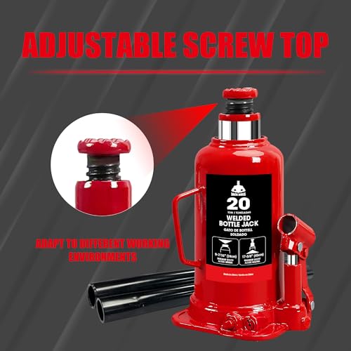 Jack Boss Bottle Jack 20 Ton (40,000 LBs) Hydraulic Car Jack, Fit for Auto Truck Repair and House Lift, Red - size: 20 TON