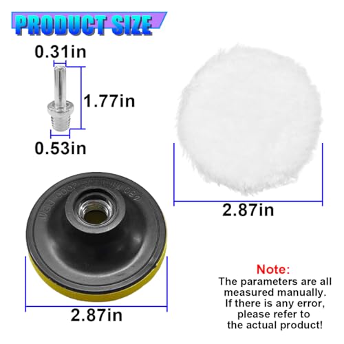 3 Inch Microfiber Car Polishing Pads, Small Automotive Buffing Wheel with M14 Drill Adapter, Vehicle Buffer Polisher Pad for Drill Buffer Attachment (3IN) - size: 3IN