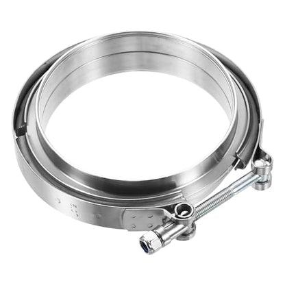 HARFINGTON V Band Clamp with Flange 5 Inch 304 Stainless Steel Male Female V-Band Exhaust Clamp Flange Kit for Auto, Silver - size: 5 Inch
