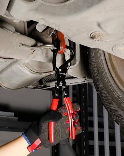 WORKPRO Exhaust Hanger Removal Tool with 4 Rubber Hangers, Red - color: Red