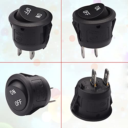 TWTADE 5PCS 12V Rocker Switch ON/Off Latching Round Toggle Switch SPST 2Pin with Wires 6A/250V 10A/125V AC for Automotive Boat etc - size: ON/Off Pre-wired - 5PCS, style: Round
