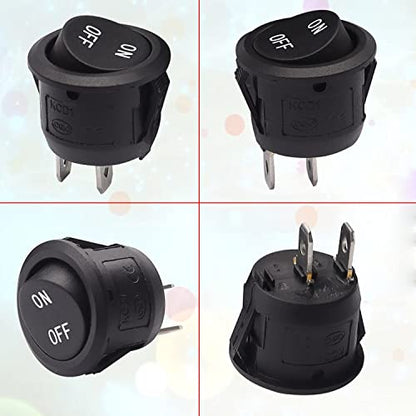 TWTADE 5PCS 12V Rocker Switch ON/Off Latching Round Toggle Switch SPST 2Pin with Wires 6A/250V 10A/125V AC for Automotive Boat etc - size: ON/Off Pre-wired - 5PCS, style: Round