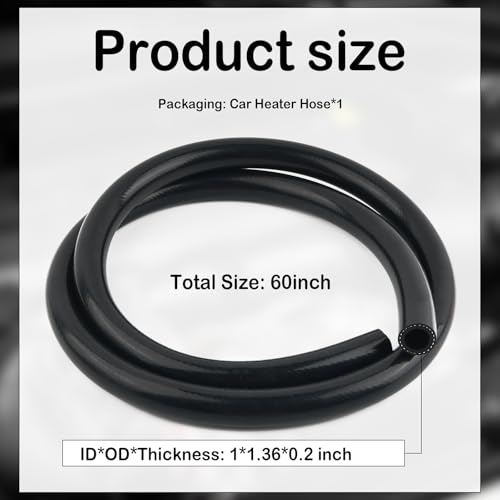 5Ft 1" Heater Hose for Cars,Silicone Car Coolant Hose for Transferring Water/Air,Straight & Cuttable Car Radiator Hoses Vehicle Accessories Working Pressure 250PSI (1In 5Ft) - color: 1In 5Ft
