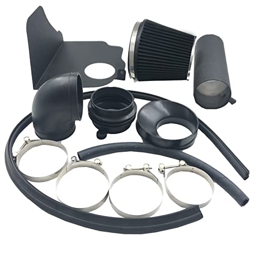 4-Inch Cold Air Intake Kit with Heat Shield + Filter Compatible for Dodge Magnum 2005-2008 ; Charger 2006-2010; Challenger 2008-2010; Chrysler 300 2005-2010 5.7L 6.1L V8 (Black Tube & Black Filter) - style: Black Tube & Black Filter