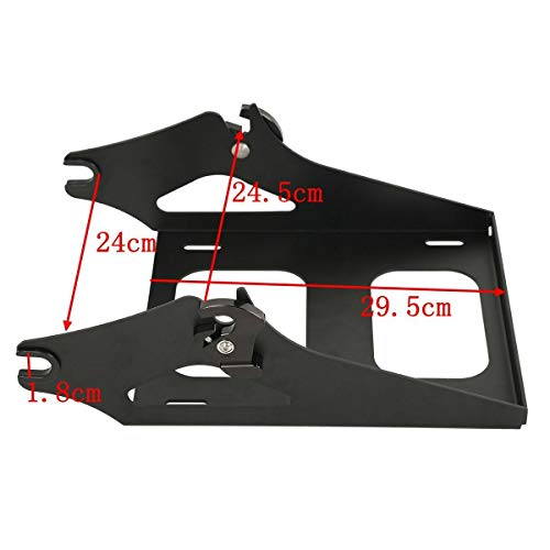 TCT-MOTORPARTS Vivid Black Chopped Motorcycle Tour Trunk Luggage Tail Box w/Backrest Pack Mounting Bracket Fit for Harley 2014-2025 Touring Road Street Electra Glide Special Road King - color: Vivid Black Chopped Trunk+Black Rack#1