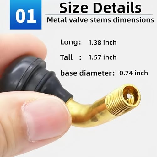 PVR70 Tubeless Tire Valve Stem 8 Pack, 90 Degree Angled Brass Snap-in