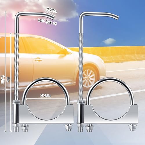 2 Pcs 2.75 Inch Universal Exhaust Clamp with Hanger - size: 2.75 Inch