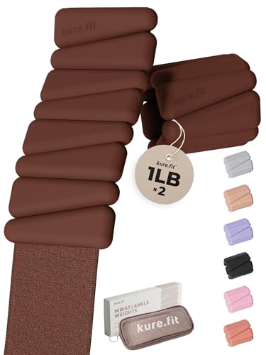 Pilates Wrist & Ankle Weights | Adjustable Weighted Bangles | 1/2/3LB Each - color: Cocoa, size: 1 LB