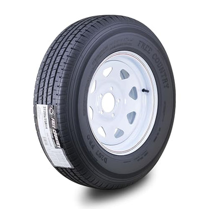 Free Country Trailer Tire Wheel ST205/75R14 8-Ply D 105N 5X4.5 White Spoke - size: ST205/75R14 /8PR /5x4.5