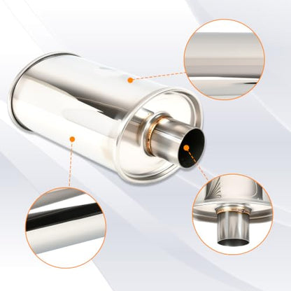 2.0'' Inch Ultra Quiet Exhaust Resonator,Performance Muffler Resonator 2.0" Inlet 2.0" Outlet 14" Overall Length T304 Stainless Steel Universal Fitment - size: 2.0''Inch