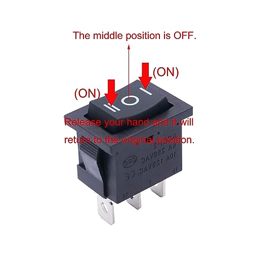TWTADE / 4Pcs Square Momentary Rocker Switch (ON)-Off-(ON) SPDT 3 Pin 3 Position 6A 250VAC/10A 125VAC Mini Car Auto Boat Rocker Toggle Switch KCD1-2-123 - size: (ON)/Off/(ON) - KCD1, style: Square