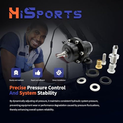 HiSport FPR-008 Fuel Pressure Regulator Kit - Black High Volume - size: HSFPRB18C