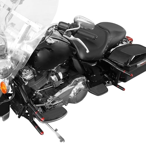 TCT-MOTORPARTS Engine Guard Crash Bar & Saddlebag Guards Fit For Harley Touring Street Glide Road King Electra Glide CVO Tri Glide 2009-2024 - color: Black+Red Guad Crash Bar