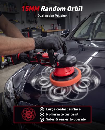 6 Inch Brushless Car Buffer Polisher with 2x4000mAh Batteries - size: 6.05 Inch
