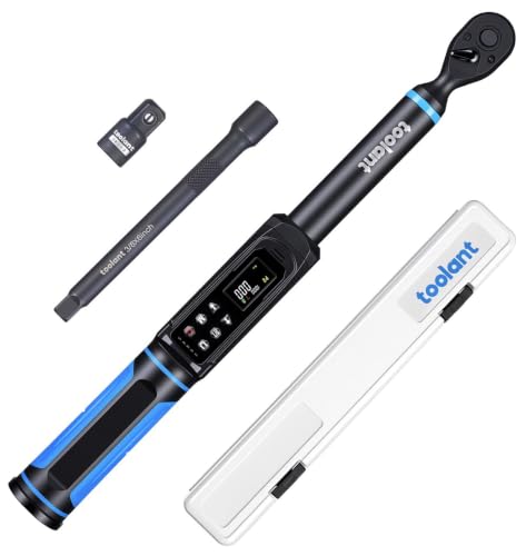 toolant 3/8" Digital Torque Wrench 1.5-100 ft-lb (2-135 N·m), ±1% Accuracy with Sound/Light/Vibration Alerts, 9 Presets & 500 Memory for Car Motorcycle Bike Repair