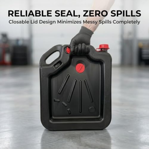 Oil Drain Pan 16-Quart with Lid and Spout, Heavy Duty Automotive Waste Fluid Container for Car, Truck, Motorcycle