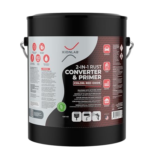 2-in-1 Rust Converter & Metal Primer - 1 Gallon Red Rust Paint Inhibitor for Metal, Ultra Car Rust Reformer & Encapsulator, Long-Lasting Anti Rust Conversion Coating, Heat Resistance.Covers up to 1,000 Sqft. Per Gallon. Permanently Stops Corrosion. Made i