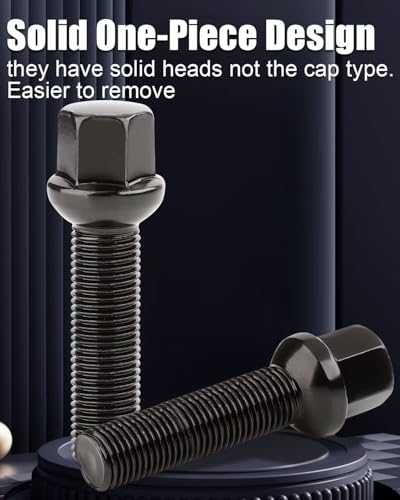 GAsupply M14x1.5 Lug Bolts 45mm Shank, 17mm Hex R13 Ball Seat, 20pcs - color: Black, size: 45mm Shank Ball Seat