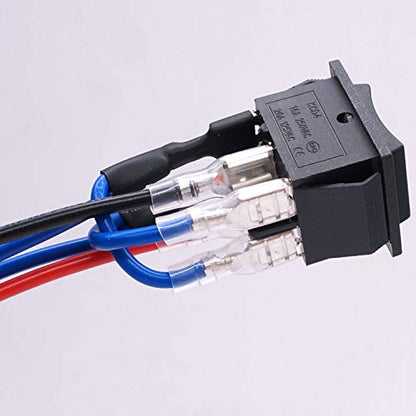 Weideer 12V Polarity Reverse Switch Momentary 6 Pin (ON)-Off-(ON) RV Jack Switch Motor Control Rocker Toggle with Jumper Wires - color: Not Waterproof, size: Momentary