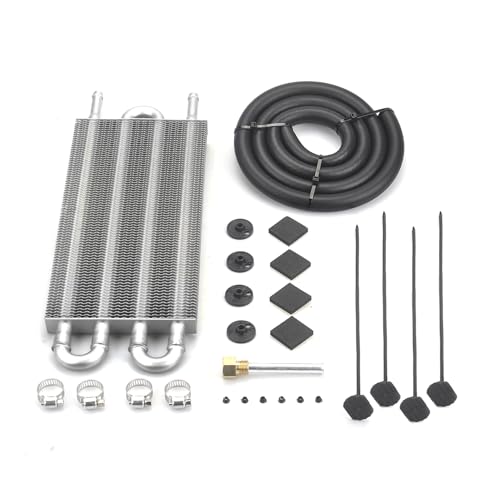 Universal 5/16" Transmission Oil Cooler, 4 Pass Tube and Fin Cooler Kit Aluminum Sliver - color: 4 Pass Sliver