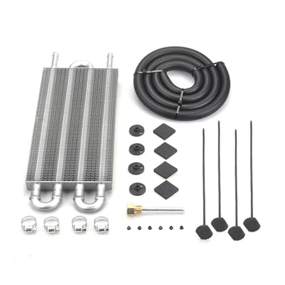 Universal 5/16" Transmission Oil Cooler, 4 Pass Tube and Fin Cooler Kit Aluminum Sliver - color: 4 Pass Sliver
