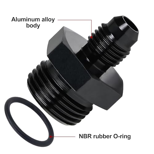 EVIL ENERGY 4AN Flare to 8AN ORB Male 2PCS Fuel Rail Adapter Fitting Black - size: 8AN ORB to 4AN