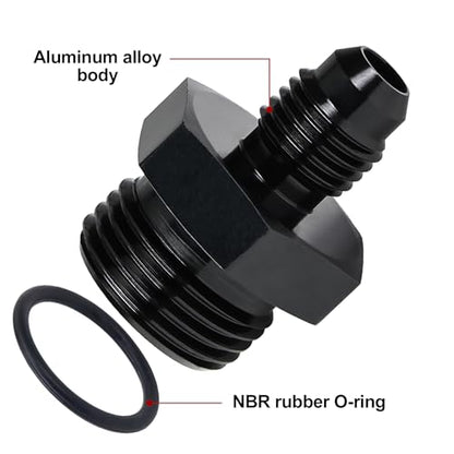 EVIL ENERGY 4AN Flare to 8AN ORB Male 2PCS Fuel Rail Adapter Fitting Black - size: 8AN ORB to 4AN