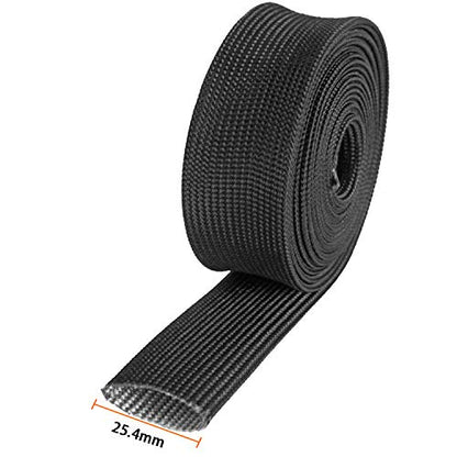 Fiberglass Heat Wrap Wire Shield Sleeve- 1" IDX 10' Adjustable Black Exhaust Heat Shield Spark Plug Wire For Car&Auto Wire Loom Brake Line Cable - size: 1" IDX 10'