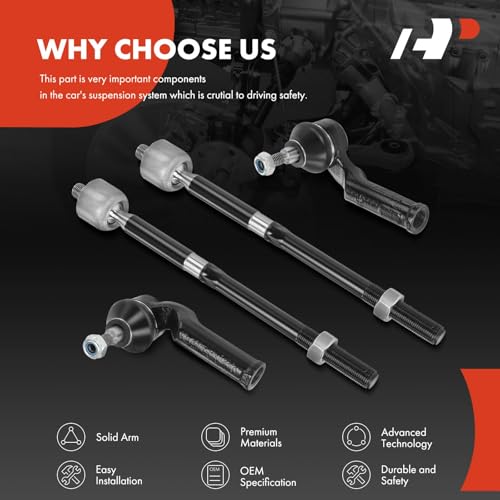 A-Premium Front Inner & Outer Tie Rod End Kit Fix Uneven Tire Wear