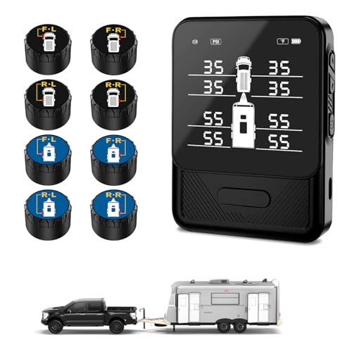 RV Tire Pressure Monitoring System TPMS w/8 Sensors(0-108 PSI) - size: 8 Sensors