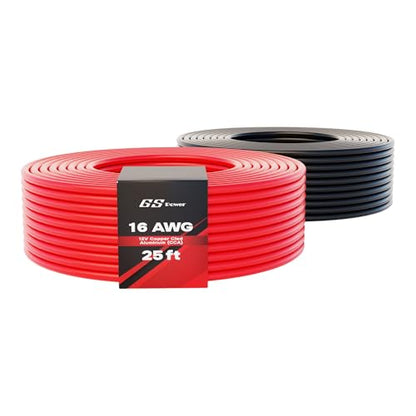 GS Power 16 Gauge Wire Automotive - 50ft CCA Primary 2 Spools - size: 16 Gauge-25 ft-Non-Bonded