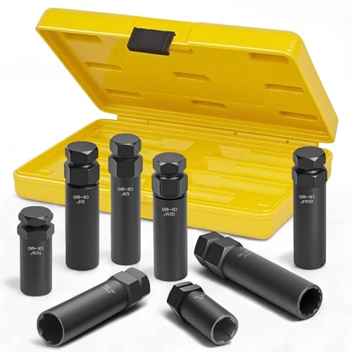MIKKUPPA 8PCS Spline Lug Nuts Socket Set - size: 5, 6, 7 & 12 Spline