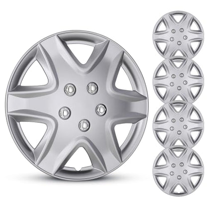 Hubcaps 15 Inch 4 Pcs Wheel Covers Compatible with 15" Cars - color: 5049-Silver-15