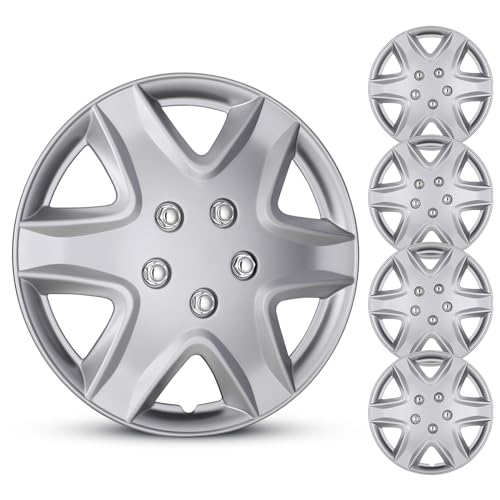 Hubcaps 15 Inch 4 Pcs Wheel Covers Compatible with 15" Cars - color: 5049-Silver-15