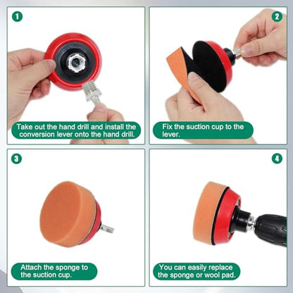134Pack 3 Inch Wet Dry Sanding Discs Kit for Drill Sanding Attachment, 60 to 10000 Grit with 1/8" 1/4" 5/8" Adapters, Buffing Pads for Car Headlight Cleaning, Scratch Removal, Auto Detailing