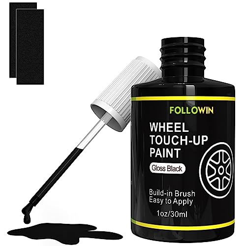 FOLLOWIN Gloss Black Rim Touch Up Paint, Car Wheel Scratch Repair Kit - color: gloss black