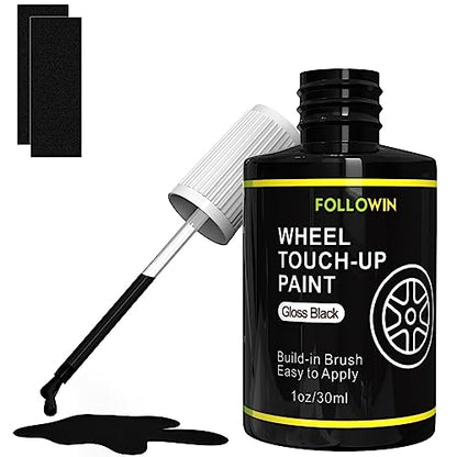 FOLLOWIN Gloss Black Rim Touch Up Paint, Car Wheel Scratch Repair Kit - color: gloss black