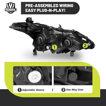 Headlights for 2013 2014 2015 Nissan Altima 4-Door - color: Black - With H/L Beam Bulbs