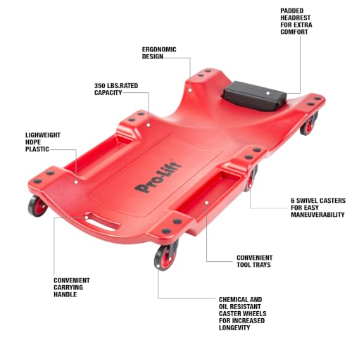 Pro-LifT Mechanic Plastic Creeper 40 Inch Red - color: Red