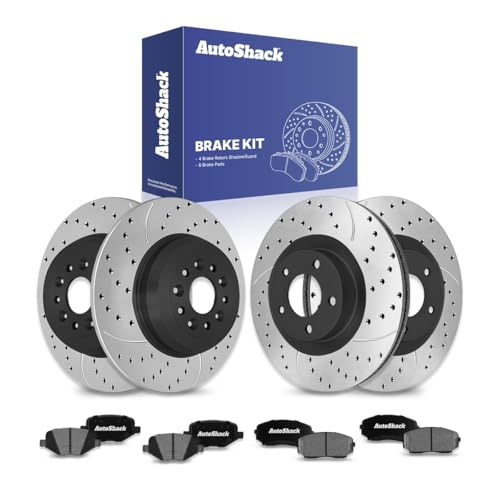 AutoShack Front Vented & Rear Solid E-Coated Rotors & Ceramic Pads