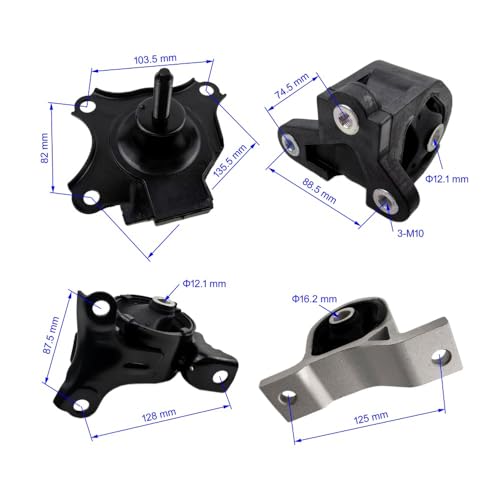4PCS Engine Motor & Trans Mount Set Compatible with Honda Civic 1.7L 2001 2002 2003 2004 2005 with AUTO Trans Mount for 50840-S5A-A81,50840-S5A-990,50810-S5A-013,50810-S5A-992,A6595 A6591 A6588 A4511 - size: 2001-2005 Civic 1.7L