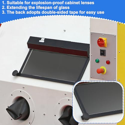 24 Pack Abrasive Blasting Cabinet Lens Cover - Clear Polyester Film Sandblast Cabinet Inner Len Protector Adhesive Standard Sand Blast Film for Abrasive Window Blasting Cabinet Replacement 23'' x 11''