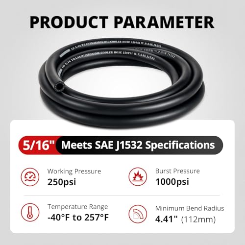EVIL ENERGY 5/16" Transmission Oil Cooler Hose 20FT 250PSI SAE J1532 - size: 5/16 20FT