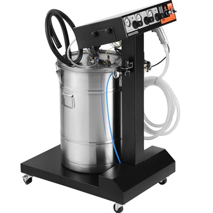 VEVOR Powder Coating System, 50W 100KV Electrostatic Output Machine with 50L Powder Hopper, 450g Per Minute Kit with Spray Gun and Trolley Base, Indoor and Outdoor - size: 500g/min
