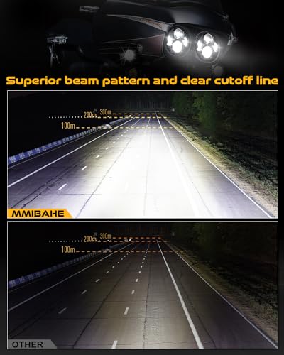 M MIBAHE 120W 5.75 Inch Dual LED Headlight Compatible with Road Glide 2004-2013, Black - color: black