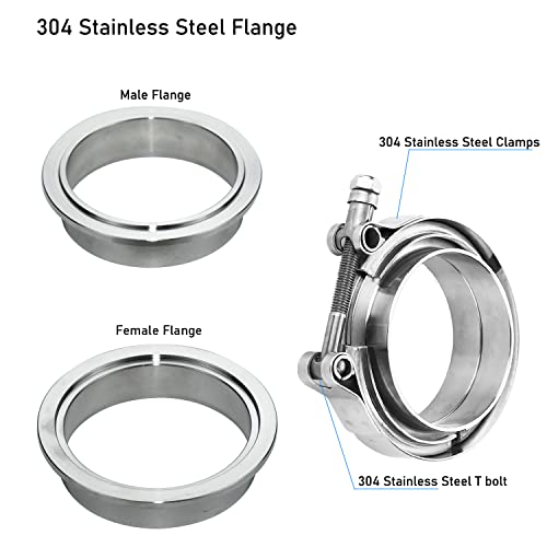 AKIHISA 3 Inch, V Band Clamp with Flange Male Female, 304 Stainless Steel, Compatible for Exhaust System, Turbocharger, Downpipe, Muffler1Pcs, 1Pcs - size: 3.0"(76mm)